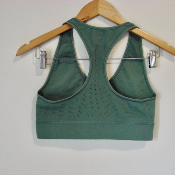 Lululemon Reveal Sports Bra Racerback Green Digital Rain Yoga Workout Size 10 - Picture 8 of 12